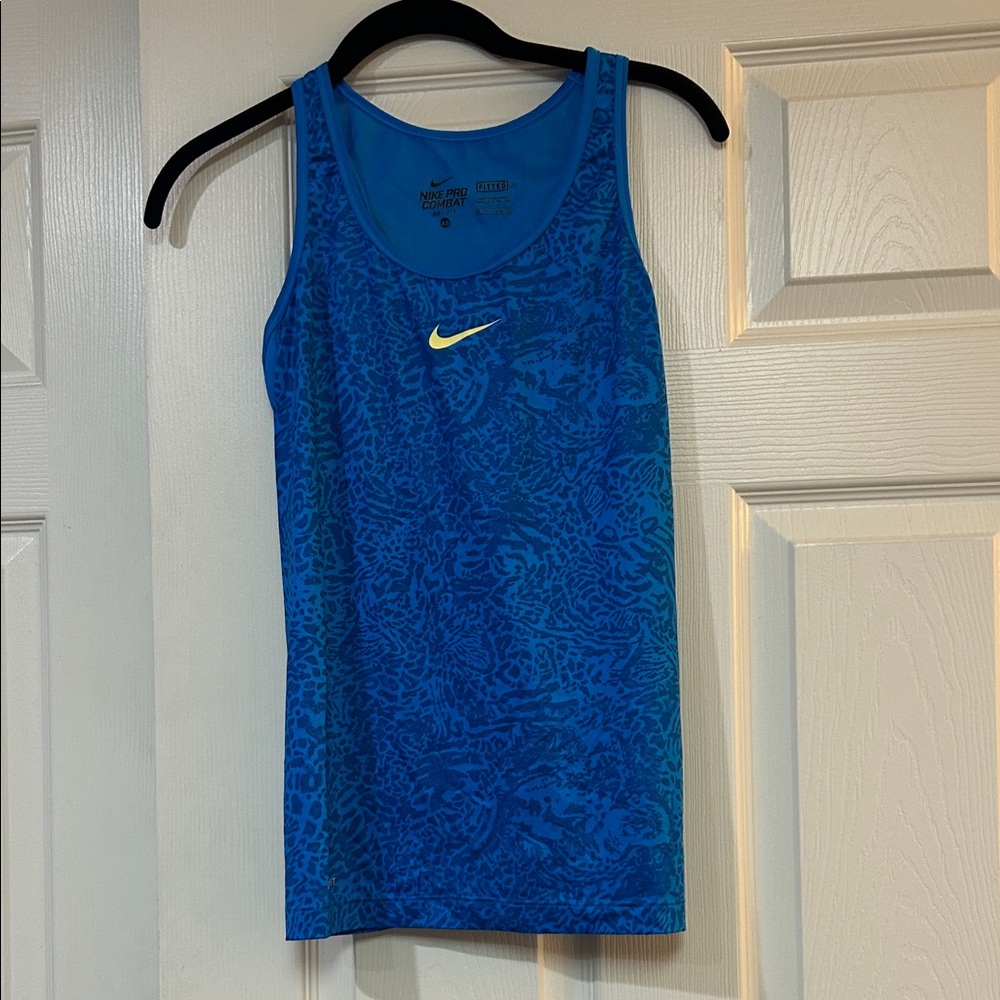 Nike Blue Dry-Fit Graphic Tank Top with Yellow Logo